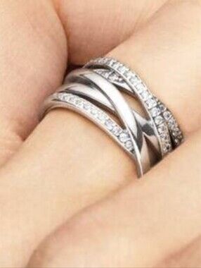 Pandora Sterling Silver Multi-Band Crystal Stack Ring